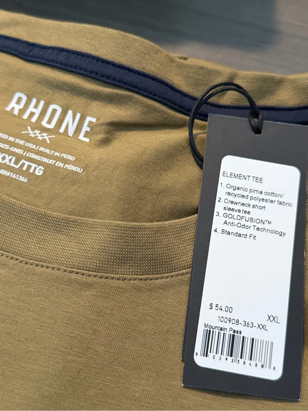 RHONE Olive Green Short Sleeve Crew Tee